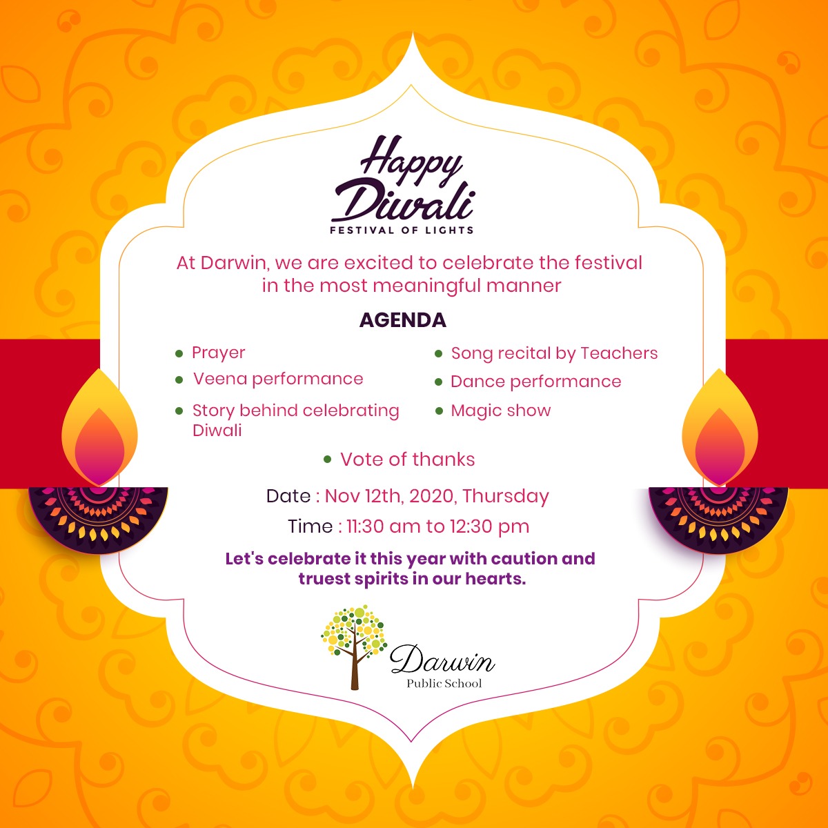 Virtual Diwali celebrations at Darwin Pulic School